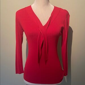 Red V-Neck Women's Top
